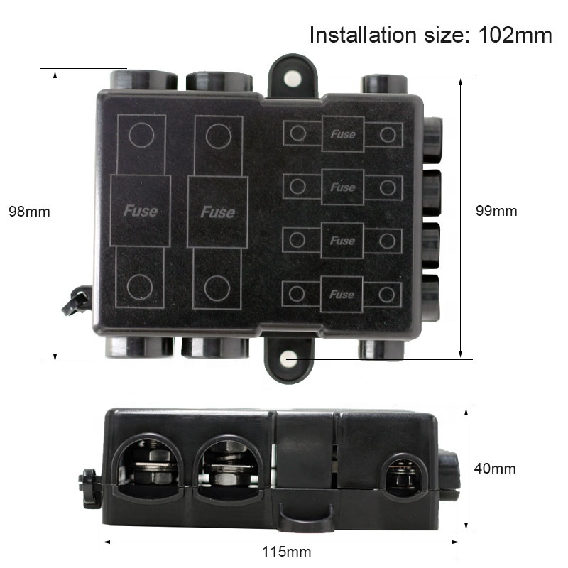 6 Way MIDI & MEGA Fuse Box Panel Junction - Red Copper Terminals - Includes Busbar - Image 6