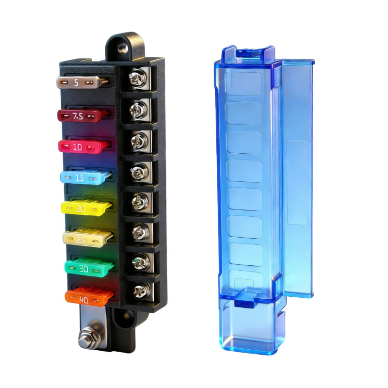 8-Way Positive Standard Blade Fuse Box - 8 Circuits with Blue Cover ( Includes fuses) - Image 2